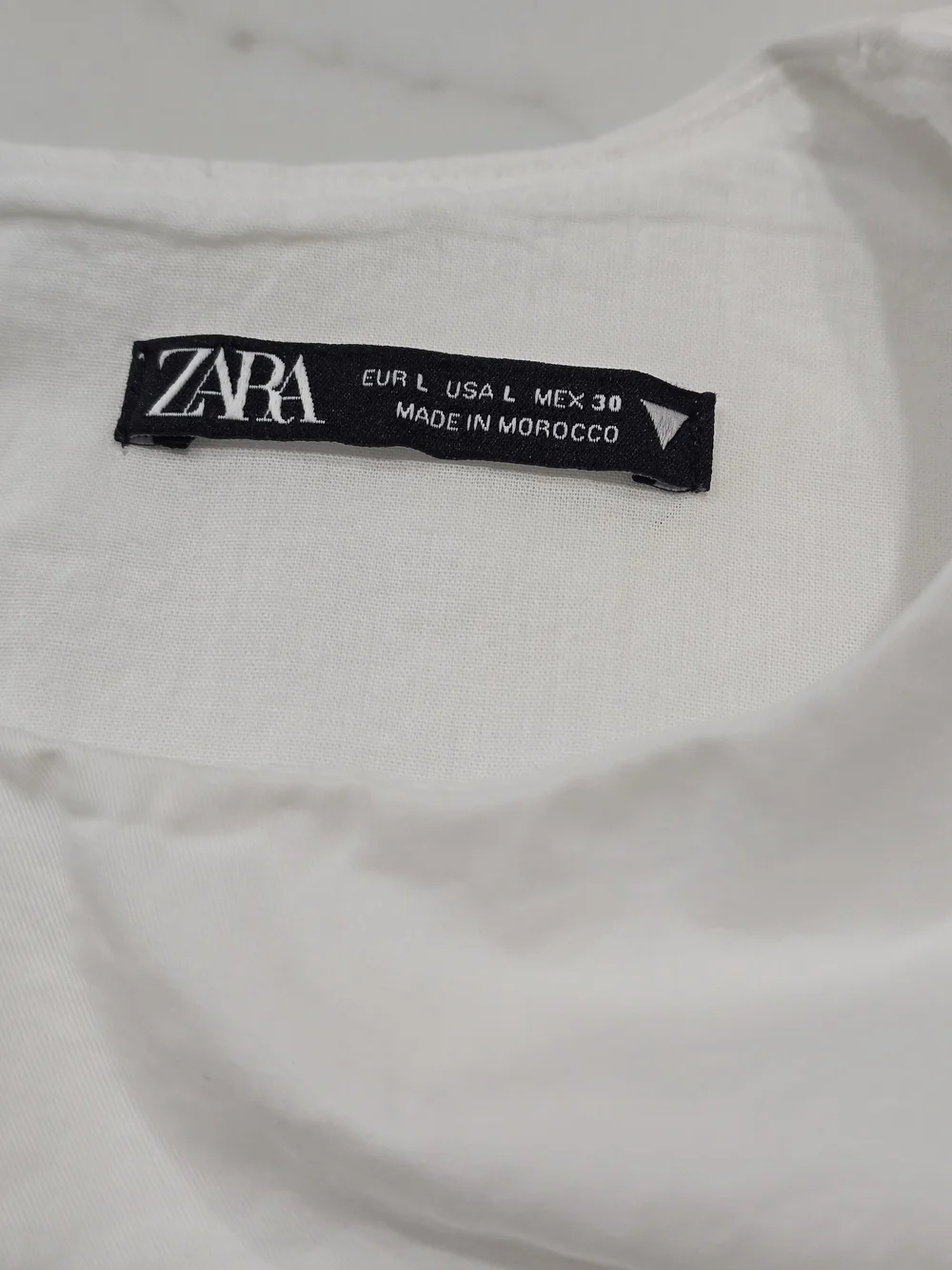 Zara White Cotton Puff Sleeve Crop Top Cutout Open Back Size L